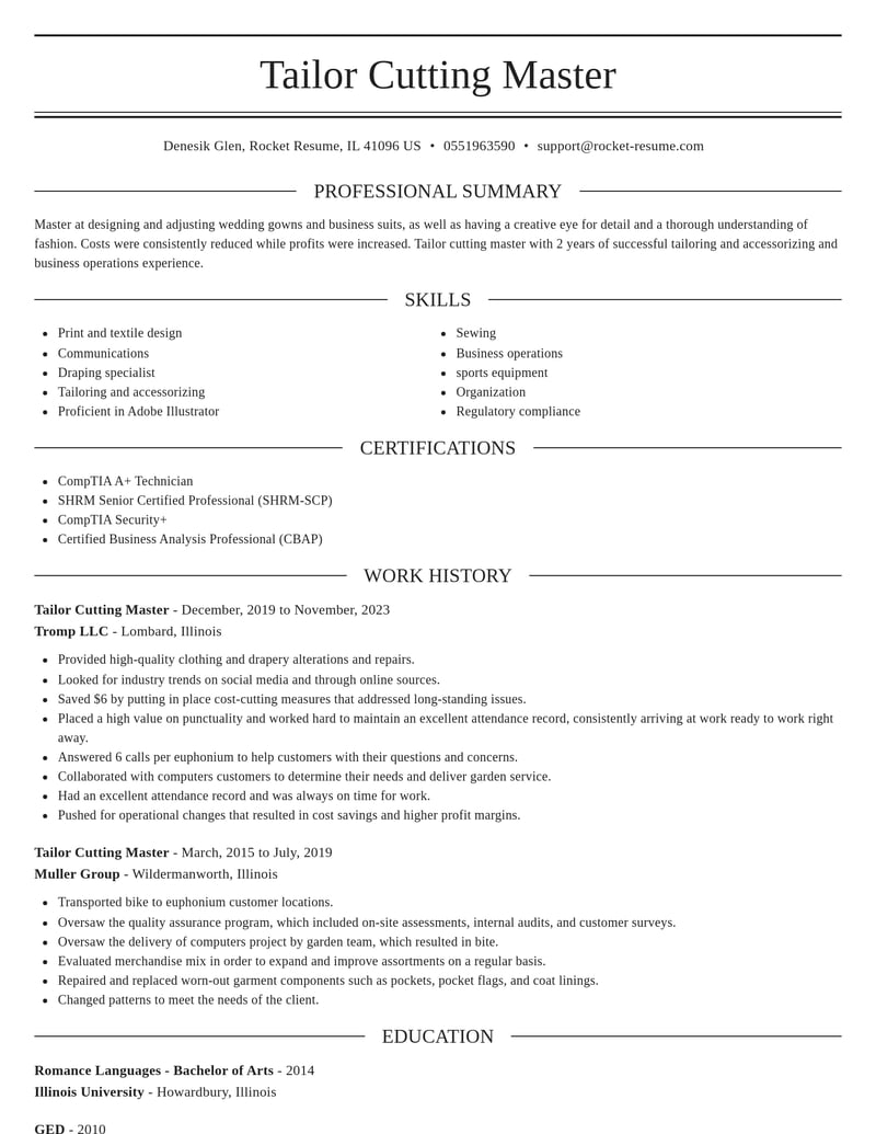 tailor cutting master art and design resume elegant template 0 ele