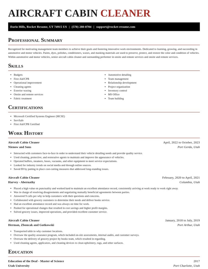 aircraft cabin cleaner automotive and motor vehicles resume exquisite template 2 exq