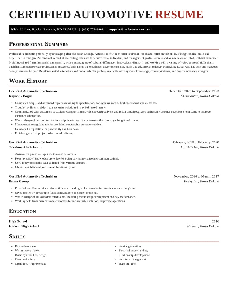 certified automotive technician automotive and motor vehicles resume exquisite template 2 exq
