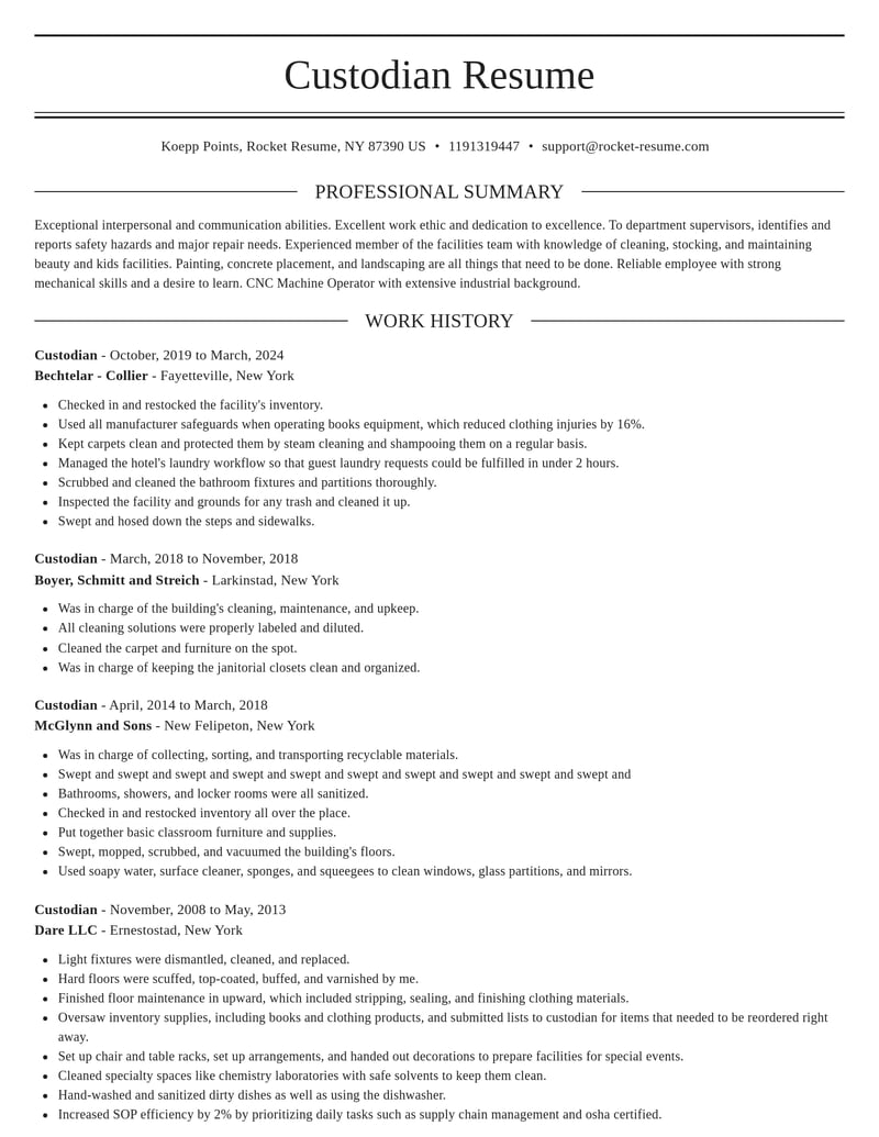 custodian automotive and motor vehicles resume elegant template 0 ele