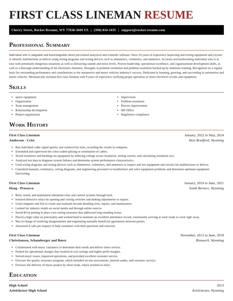 first class lineman automotive and motor vehicles resume exquisite template 2 exq
