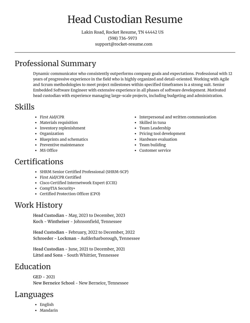 head custodian automotive and motor vehicles resume focal point template 2 foc