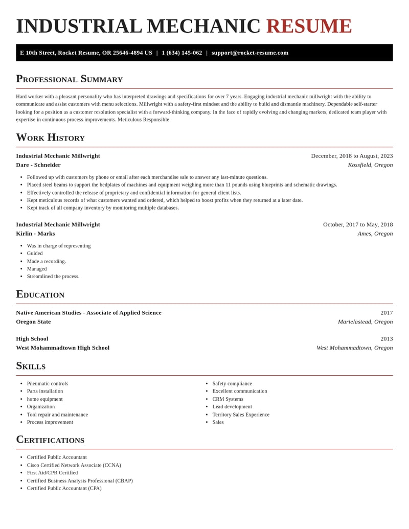 industrial mechanic millwright automotive and motor vehicles resume exquisite template 2 exq