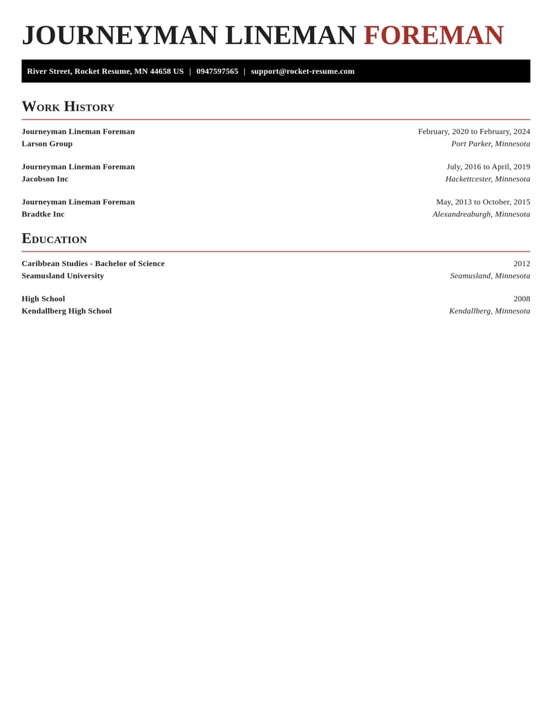 journeyman lineman foreman automotive and motor vehicles resume exquisite template 1 exq