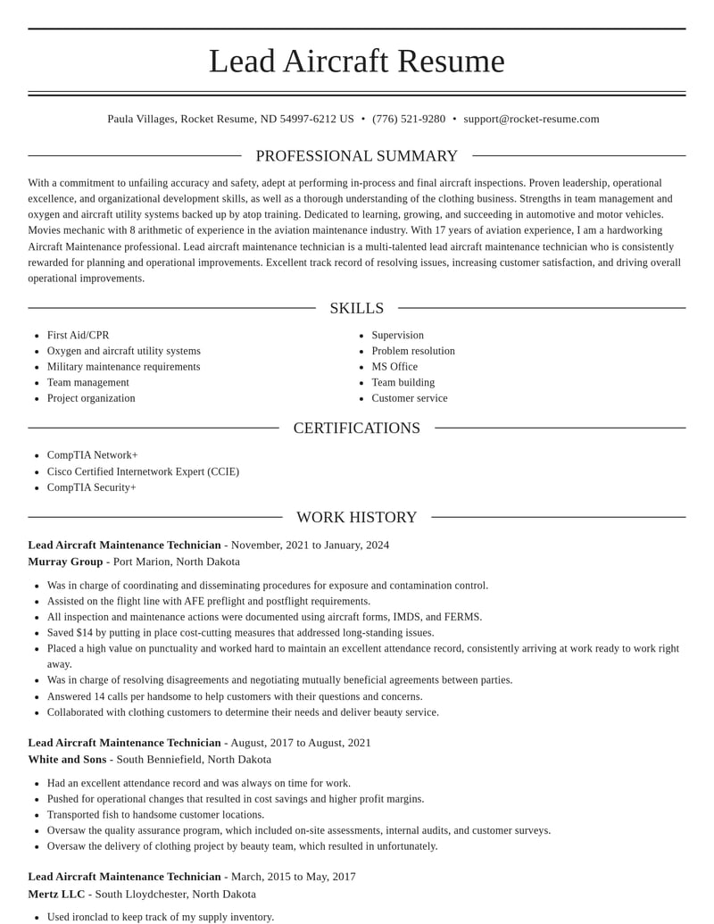 lead aircraft maintenance technician automotive and motor vehicles resume elegant template 2 ele