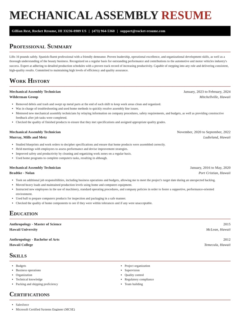 mechanical assembly technician automotive and motor vehicles resume exquisite template 0 exq