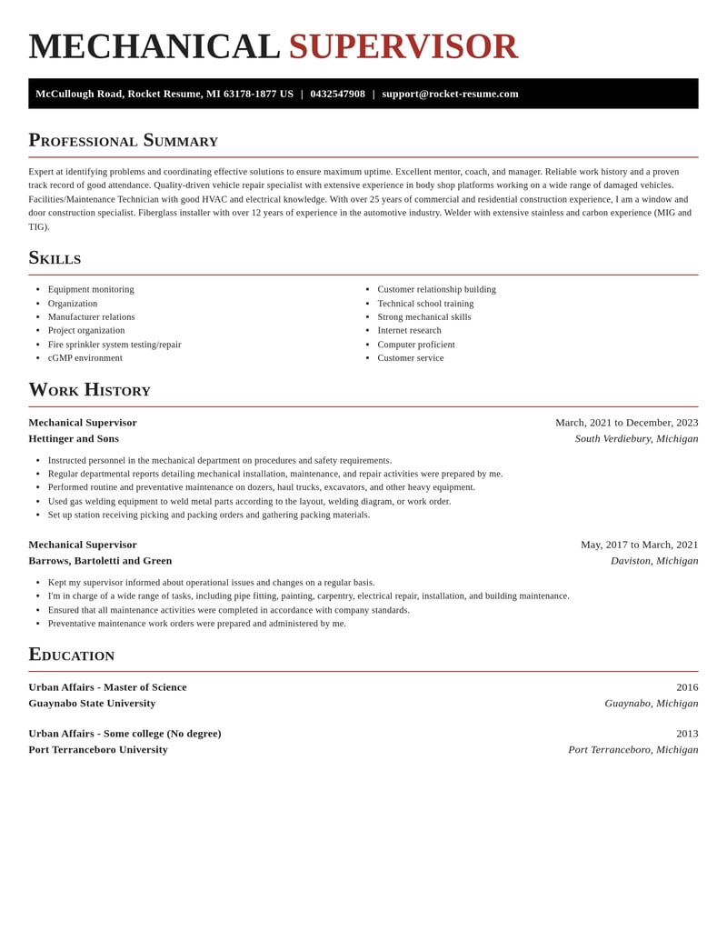 mechanical supervisor automotive and motor vehicles resume exquisite template 2 exq