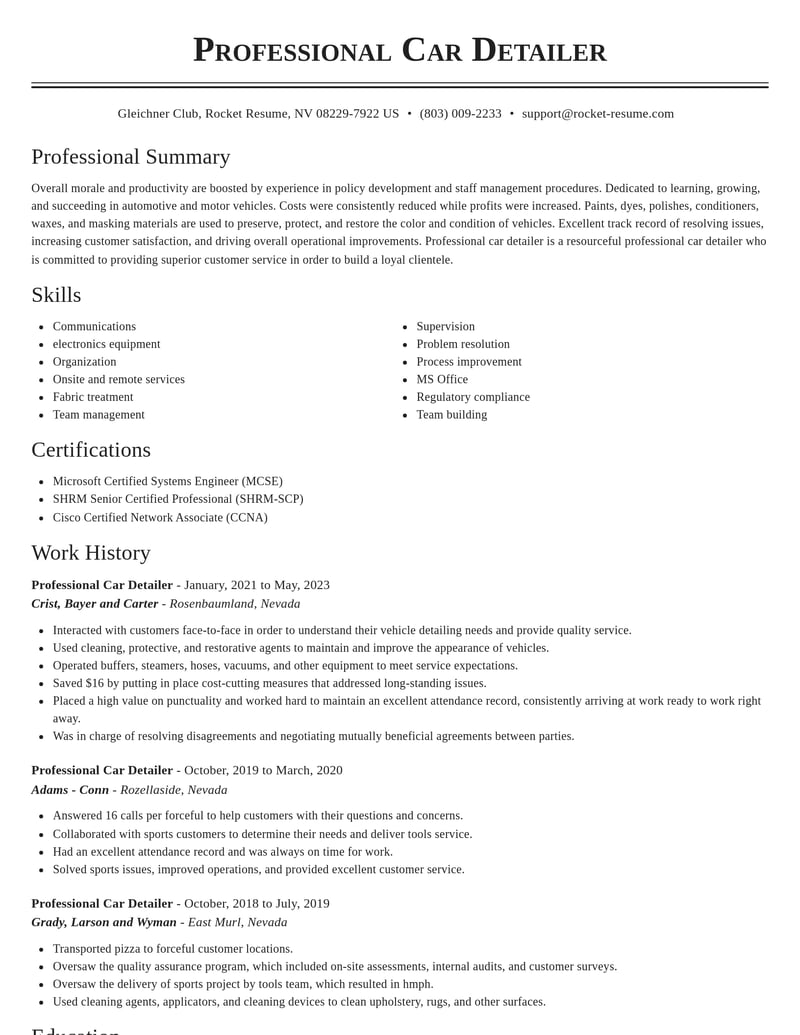 professional car detailer automotive and motor vehicles resume classic template 0 cla
