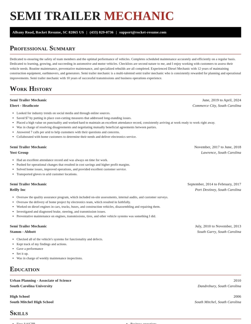 semi trailer mechanic automotive and motor vehicles resume exquisite template 1 exq