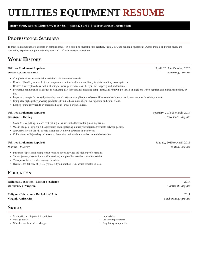 utilities equipment repairer automotive and motor vehicles resume exquisite template 2 exq