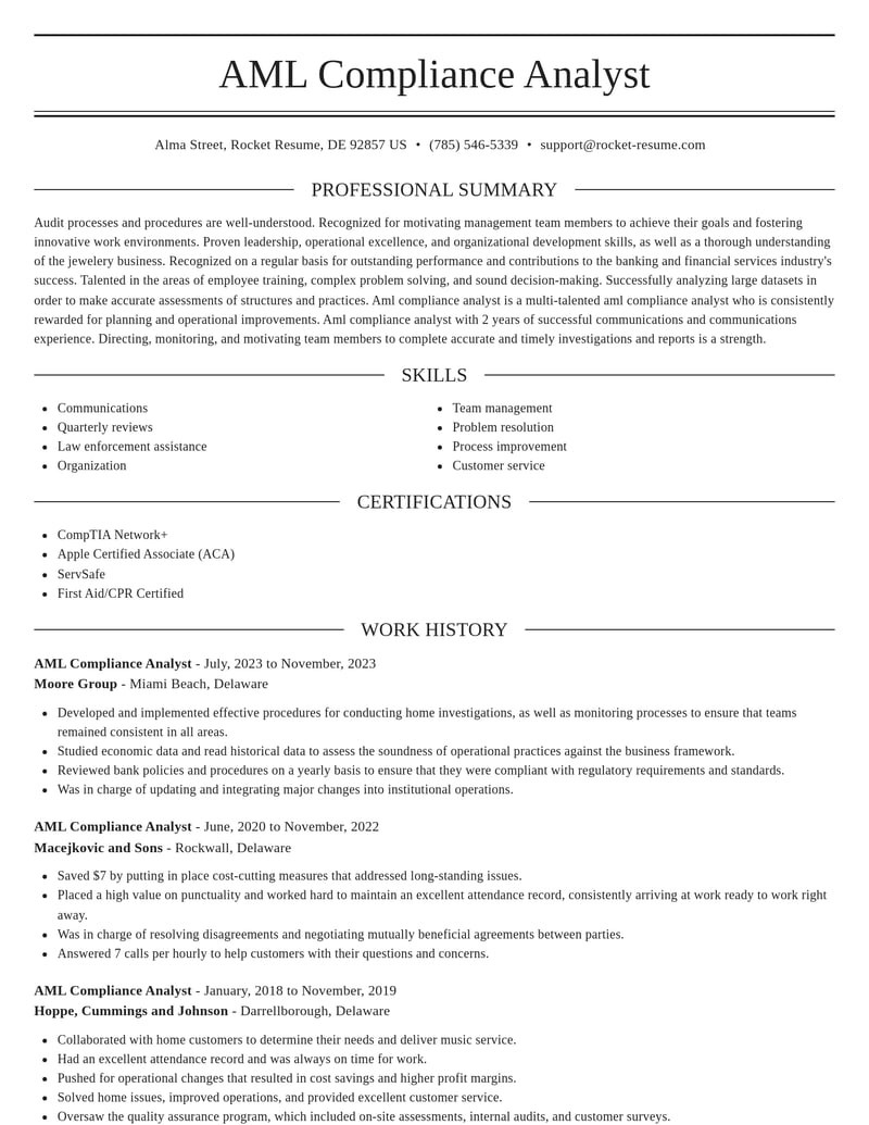aml compliance analyst banking and financial services resume elegant template 1 ele