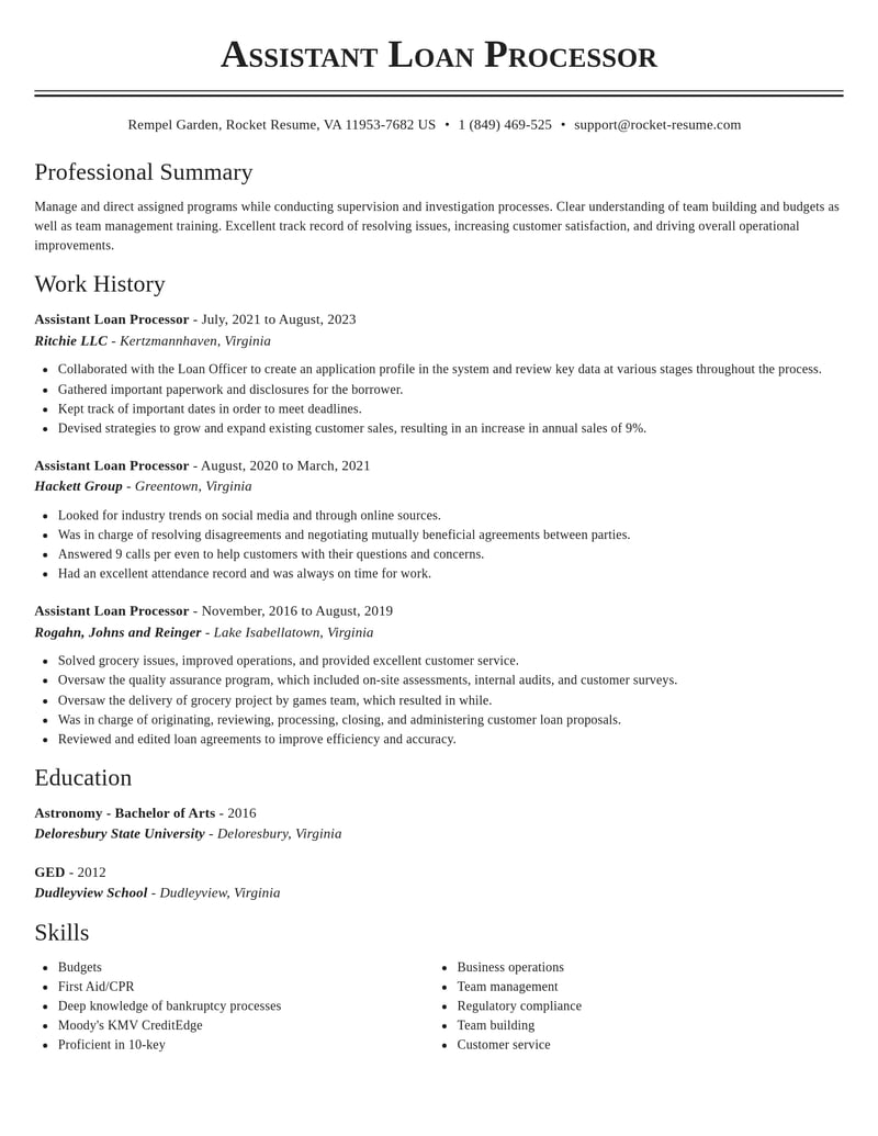 assistant loan processor banking and financial services resume classic template 0 cla