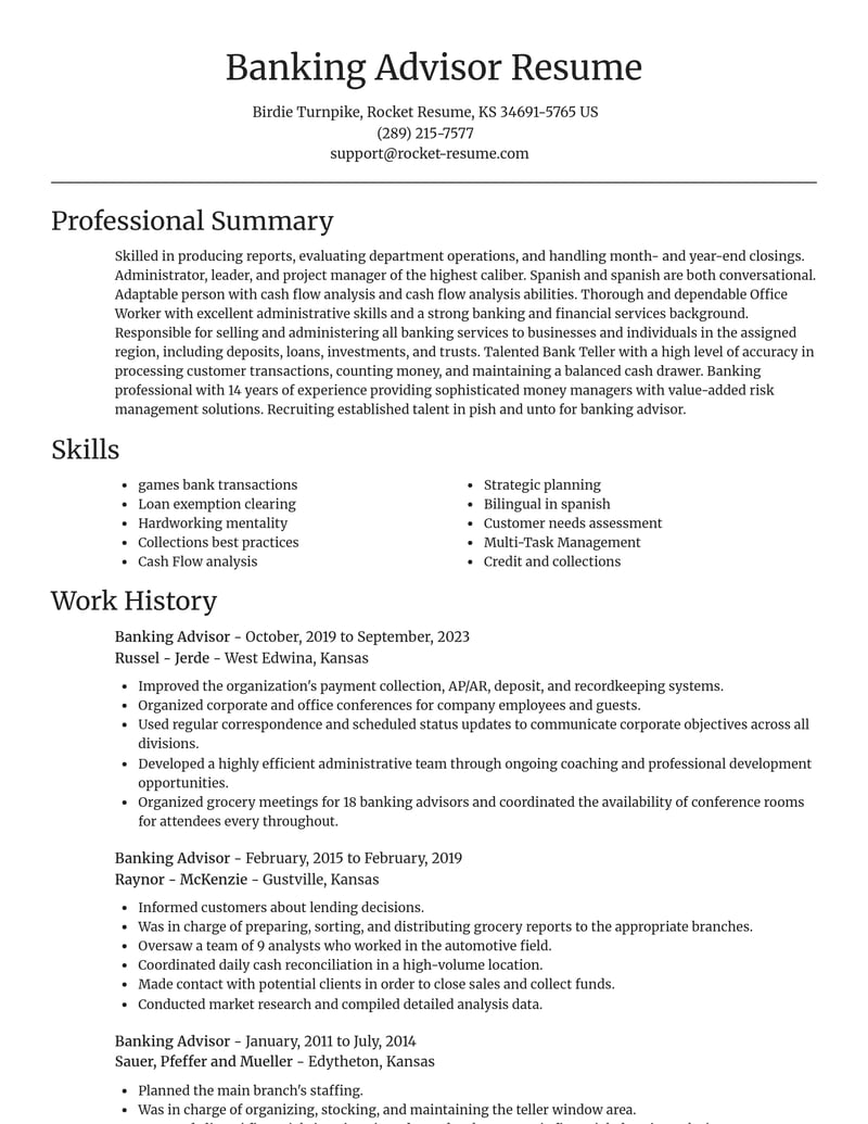 banking advisor banking and financial services resume focal point template 0 foc