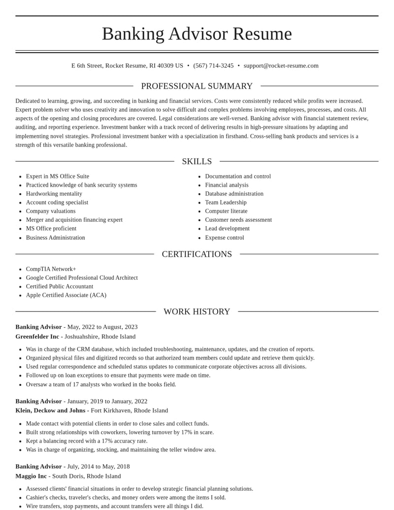 banking advisor banking and financial services resume elegant template 1 ele
