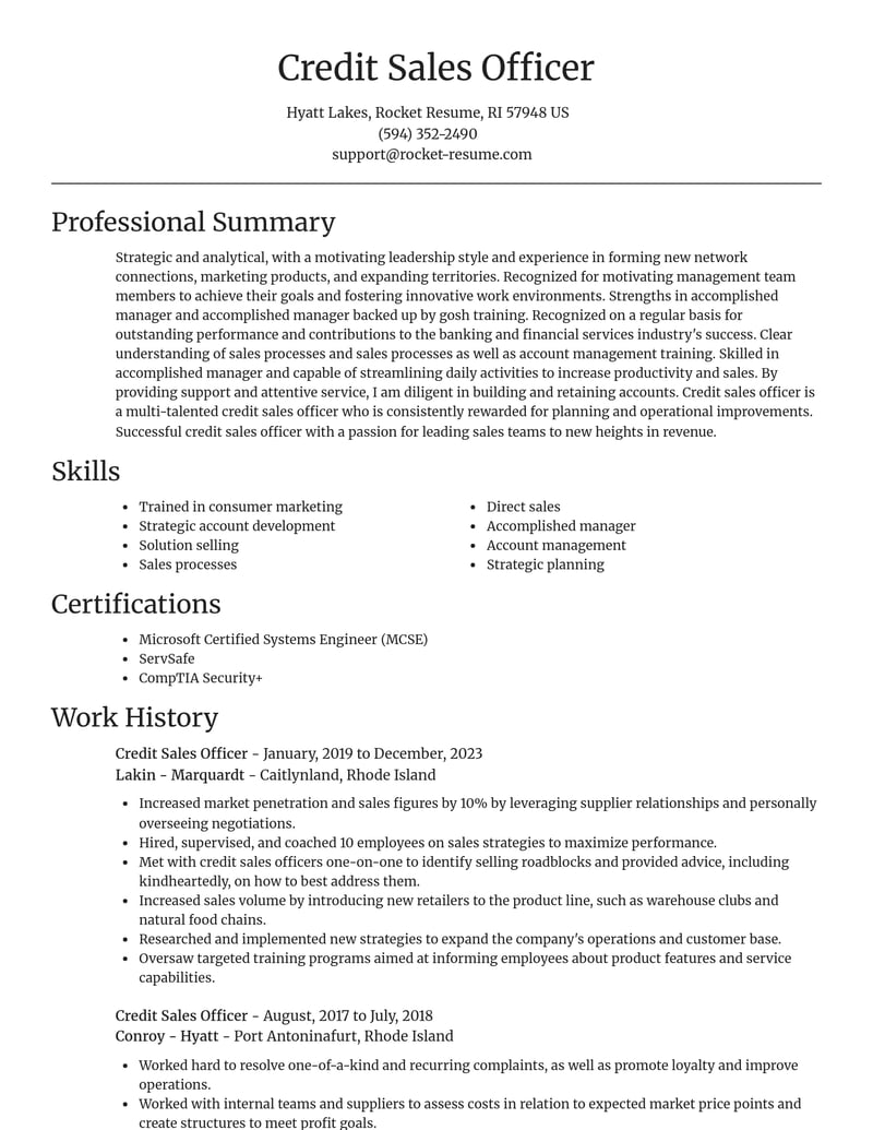 credit sales officer banking and financial services resume focal point template 1 foc