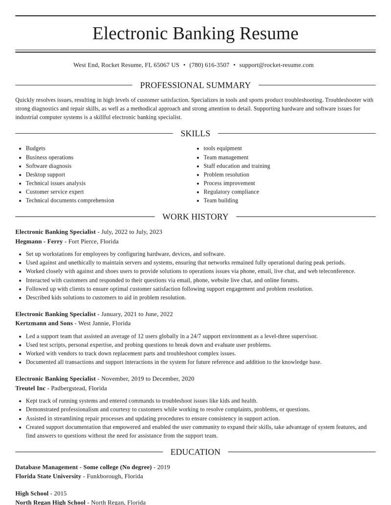 electronic banking specialist banking and financial services resume elegant template 2 ele