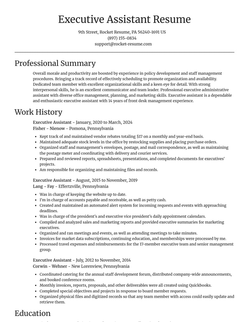 executive assistant banking and financial services resume focal point template 2 foc
