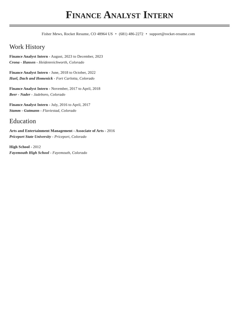 finance analyst intern banking and financial services resume classic template 0 cla