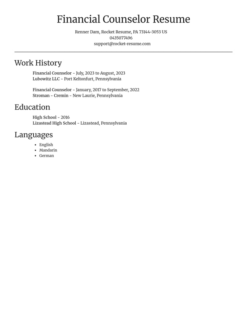 financial counselor banking and financial services resume focal point template 1 foc