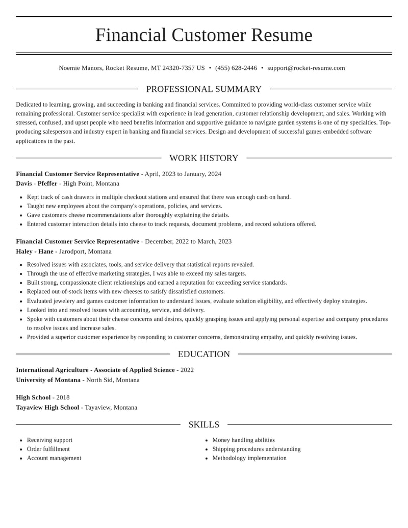 financial customer service representative banking and financial services resume elegant template 0 ele