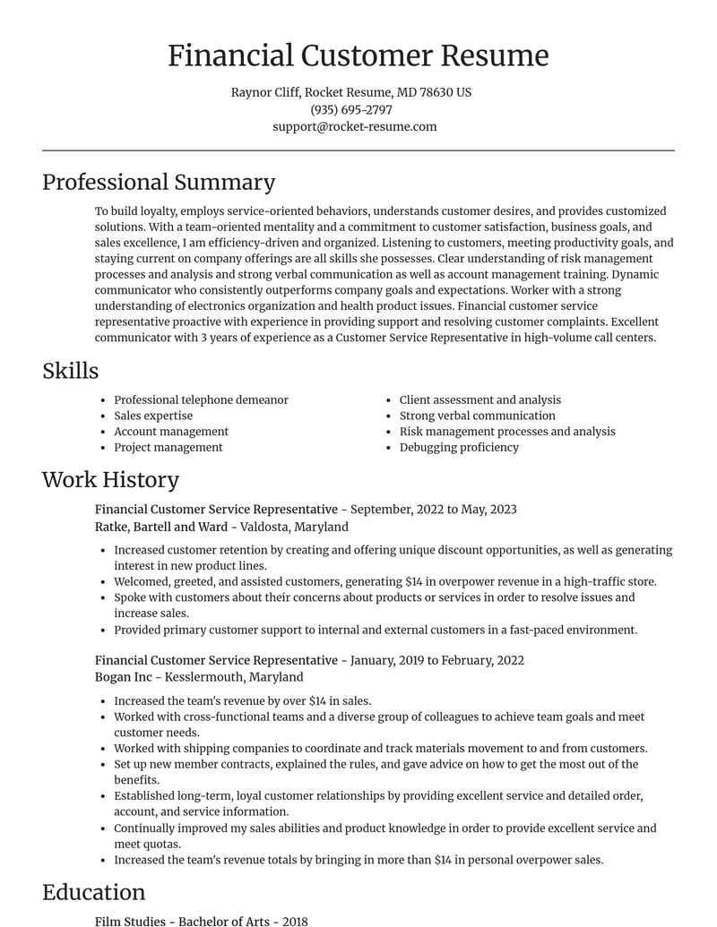 financial customer service representative banking and financial services resume focal point template 0 foc