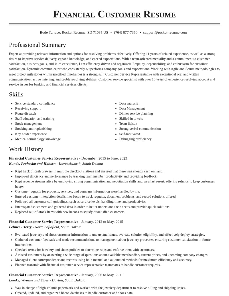 financial customer service representative banking and financial services resume classic template 1 cla