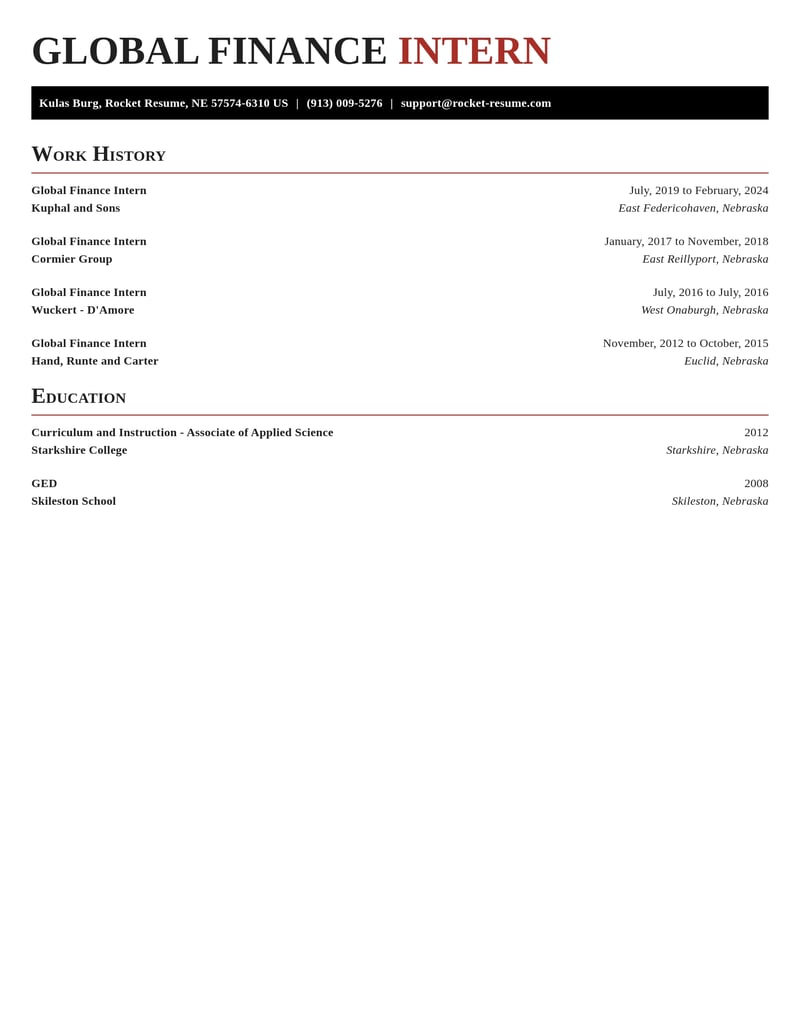 global finance intern banking and financial services resume exquisite template 0 exq