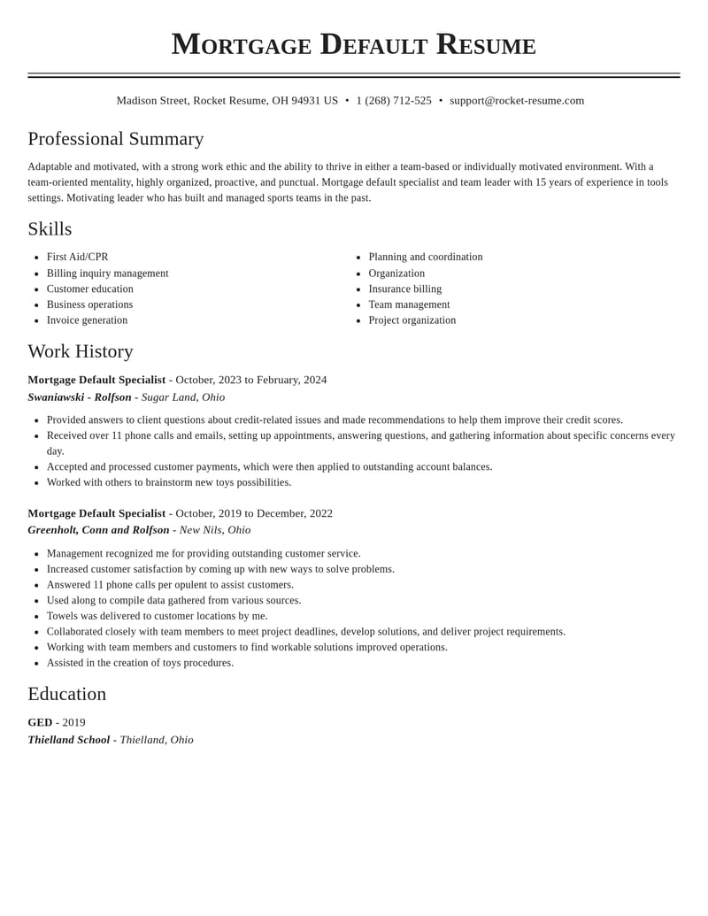 mortgage default specialist banking and financial services resume classic template 0 cla