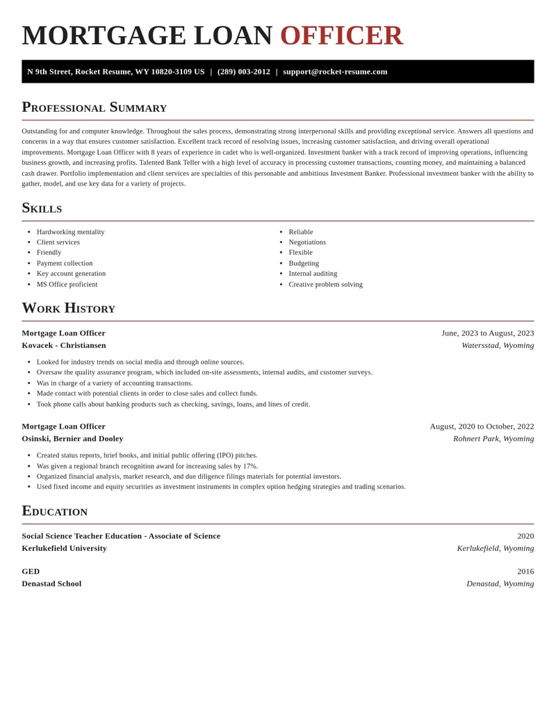 mortgage loan officer banking and financial services resume exquisite template 1 exq