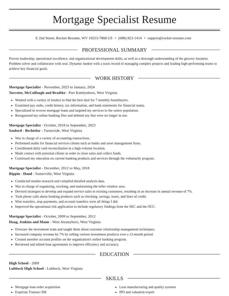 mortgage specialist banking and financial services resume elegant template 0 ele