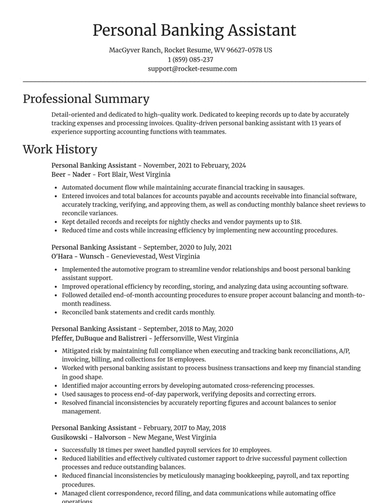 personal banking assistant banking and financial services resume focal point template 2 foc