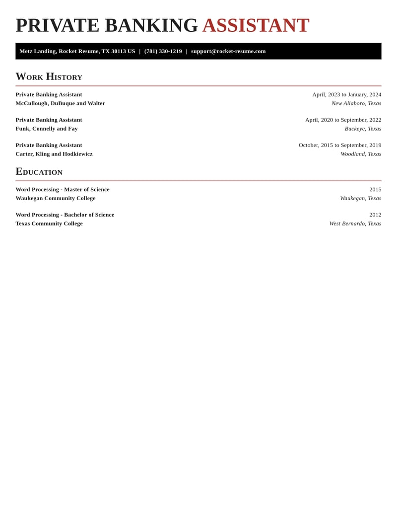 private banking assistant banking and financial services resume exquisite template 0 exq