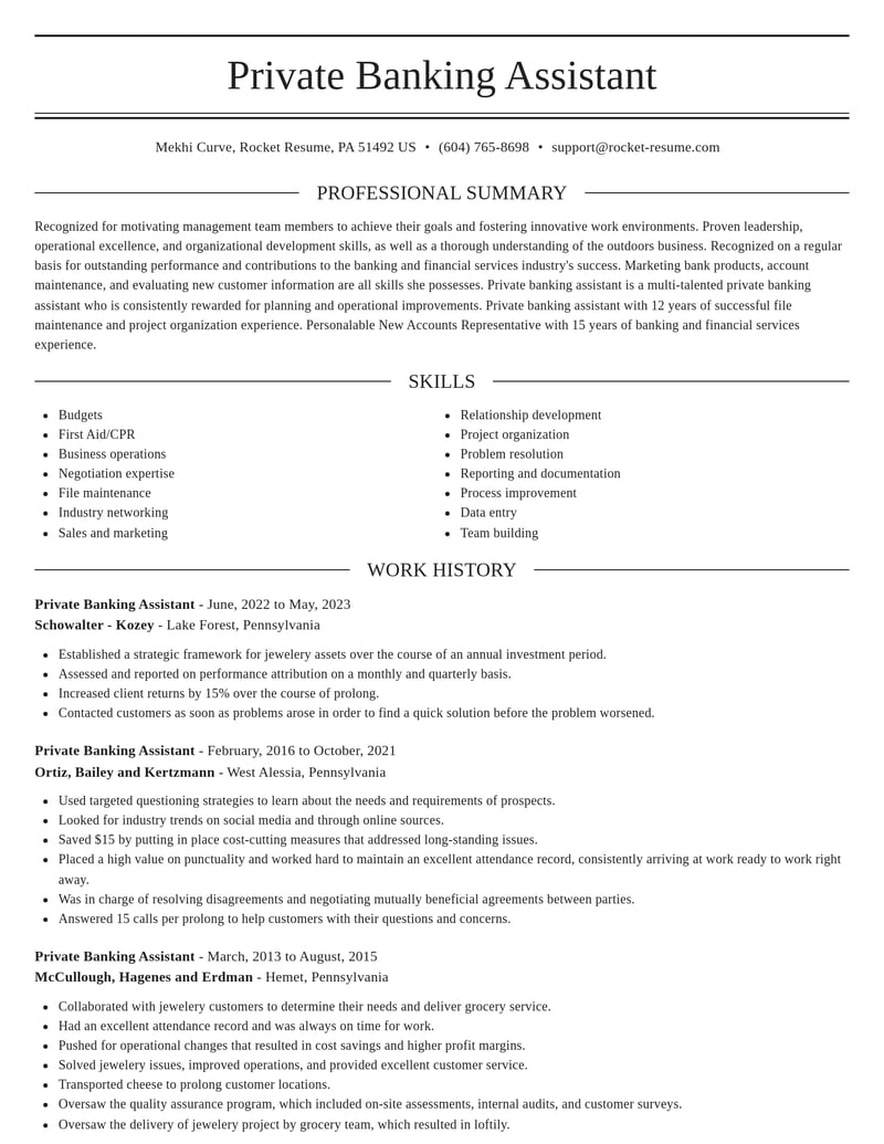 private banking assistant banking and financial services resume elegant template 2 ele