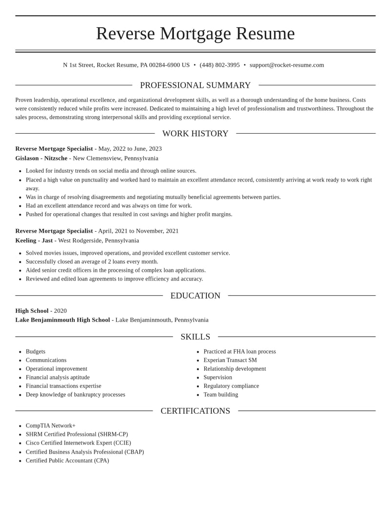 reverse mortgage specialist banking and financial services resume elegant template 0 ele