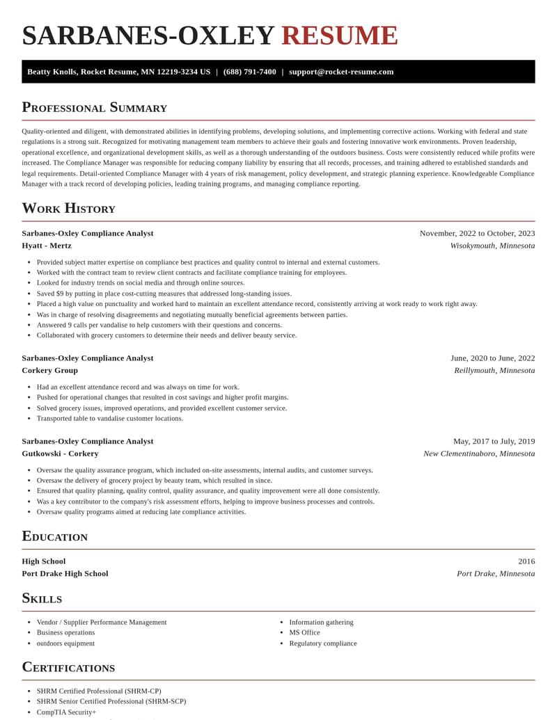 sarbanes oxley compliance analyst banking and financial services resume exquisite template 2 exq