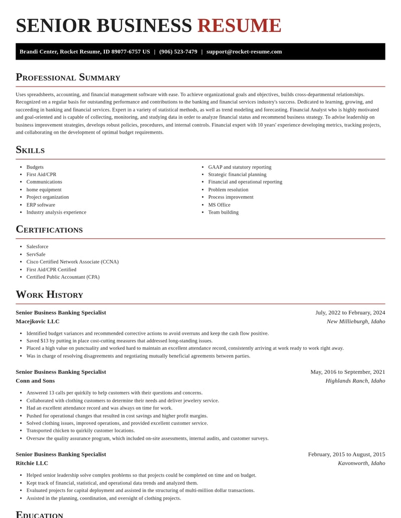 senior business banking specialist banking and financial services resume exquisite template 1 exq