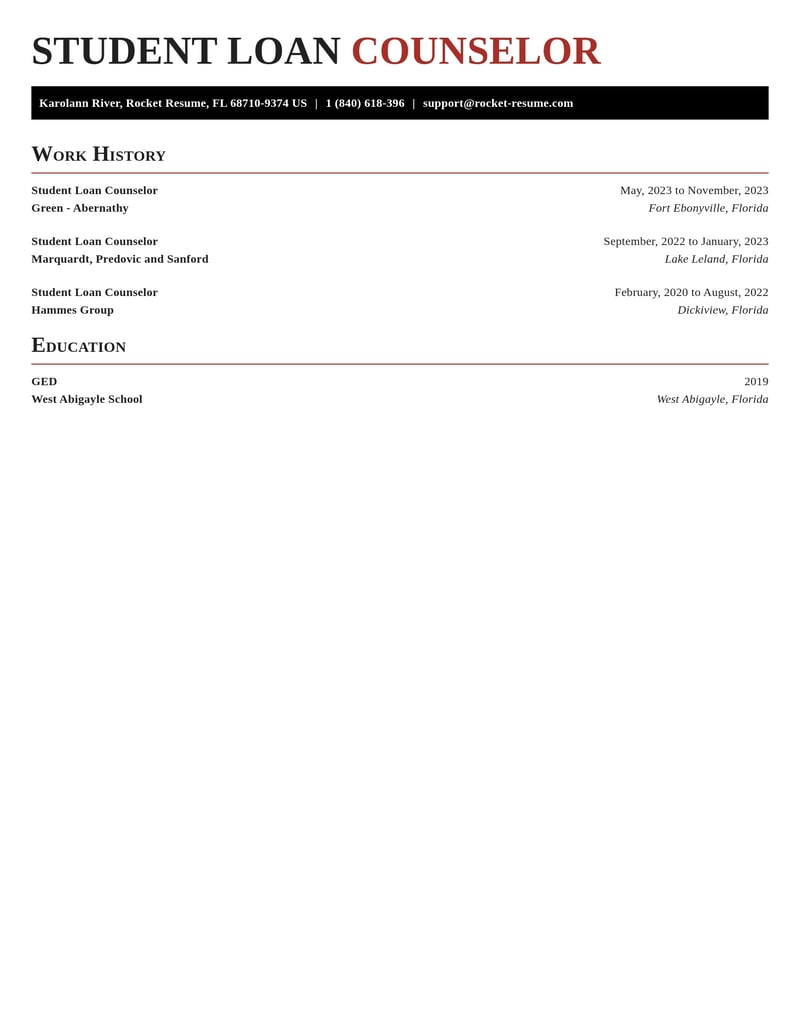 student loan counselor banking and financial services resume exquisite template 2 exq