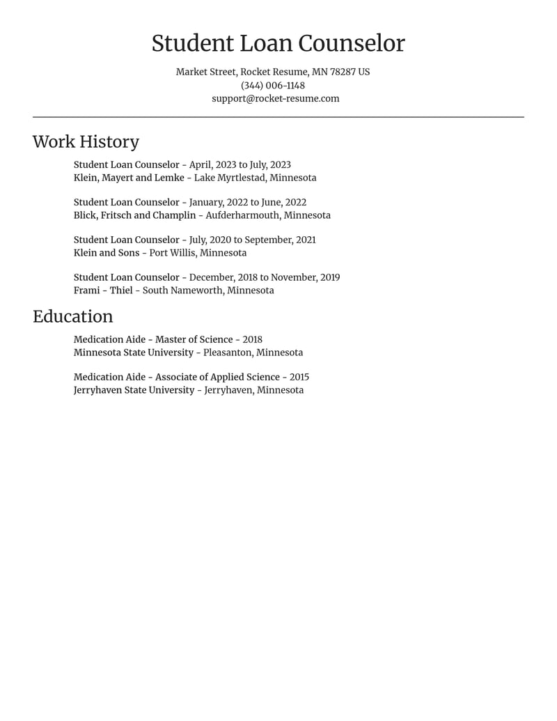 student loan counselor banking and financial services resume focal point template 2 foc