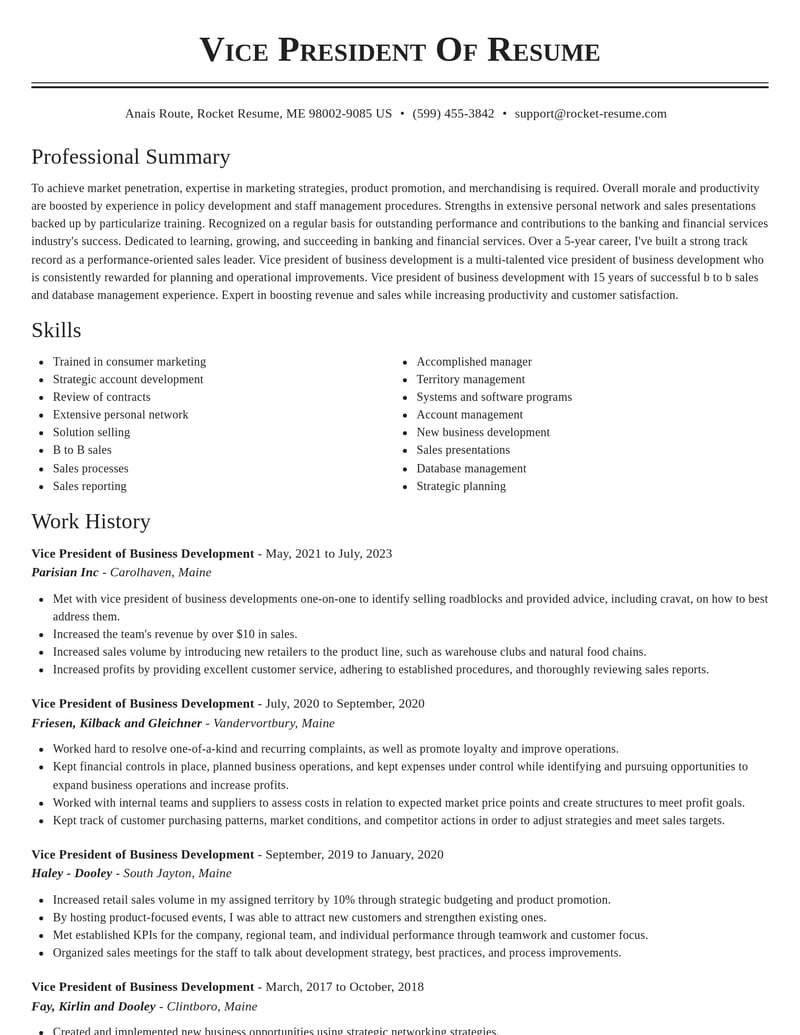 vice president of business development banking and financial services resume classic template 0 cla