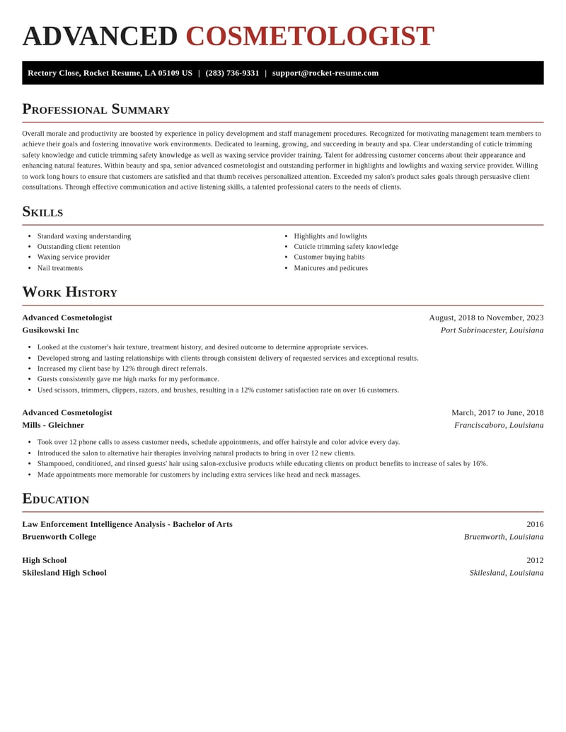 advanced cosmetologist beauty and spa resume exquisite template 1 exq