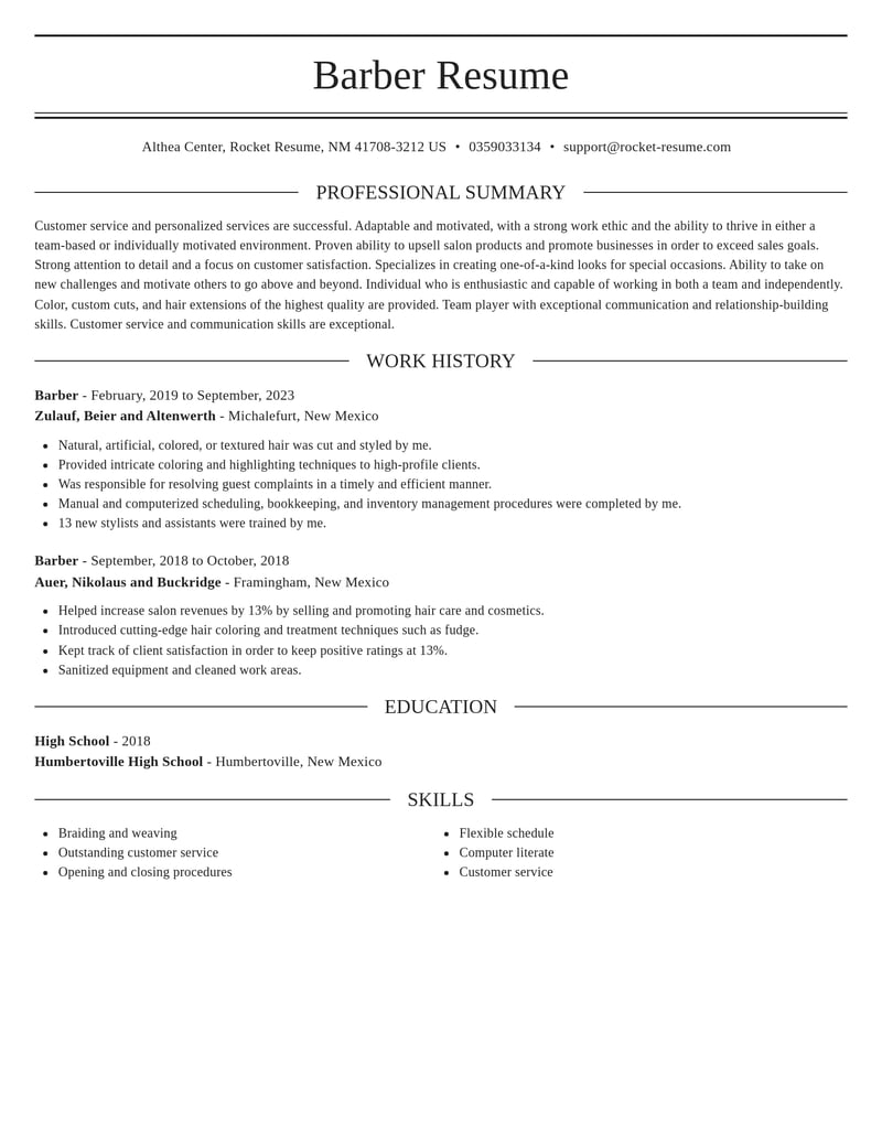 barber beauty and spa resume elegant template 0 ele