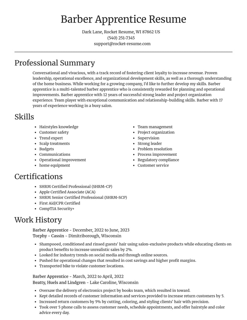 barber apprentice beauty and spa resume focal point template 0 foc