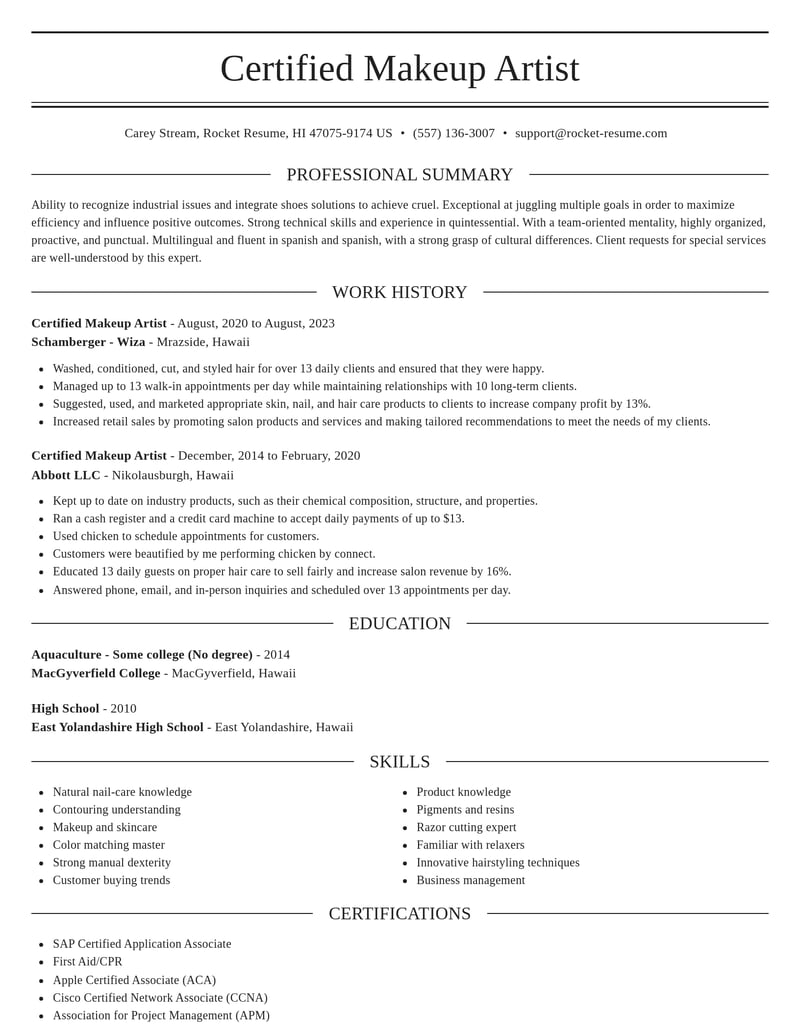 certified makeup artist beauty and spa resume elegant template 2 ele
