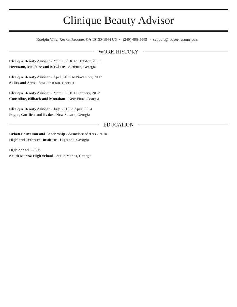 clinique beauty advisor beauty and spa resume elegant template 1 ele