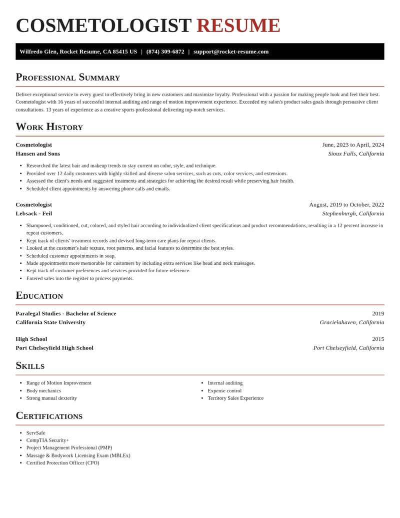 cosmetologist beauty and spa resume exquisite template 1 exq