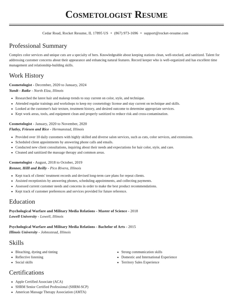 cosmetologist beauty and spa resume classic template 2 cla