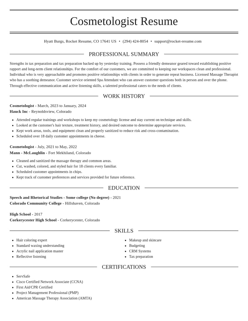 cosmetologist beauty and spa resume elegant template 2 ele