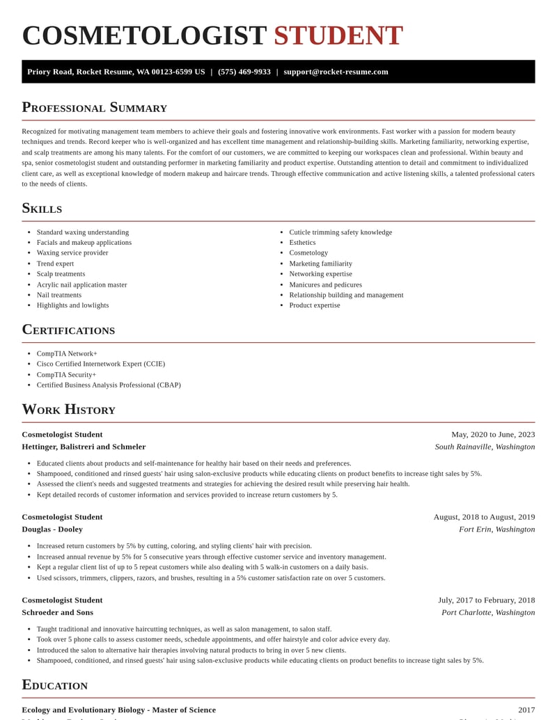 cosmetologist student beauty and spa resume exquisite template 0 exq
