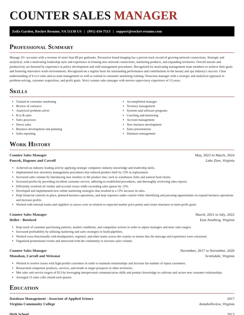 counter sales manager beauty and spa resume exquisite template 1 exq