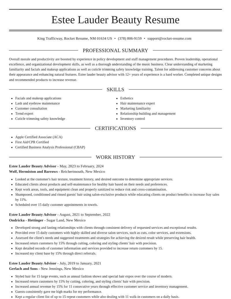 estee lauder beauty advisor beauty and spa resume elegant template 0 ele
